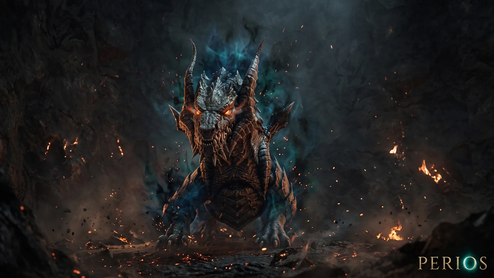 Valakas amid embers and smoke
