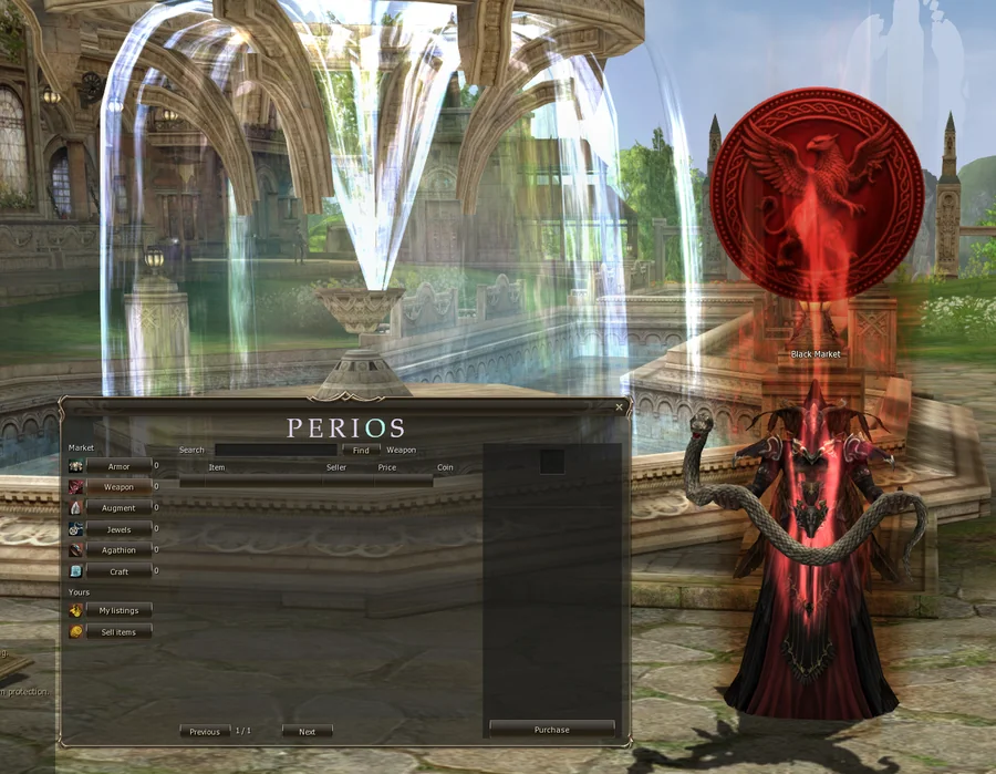 The Black Market window in the game